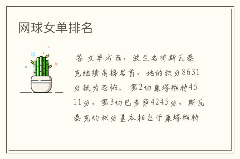网球女单排名