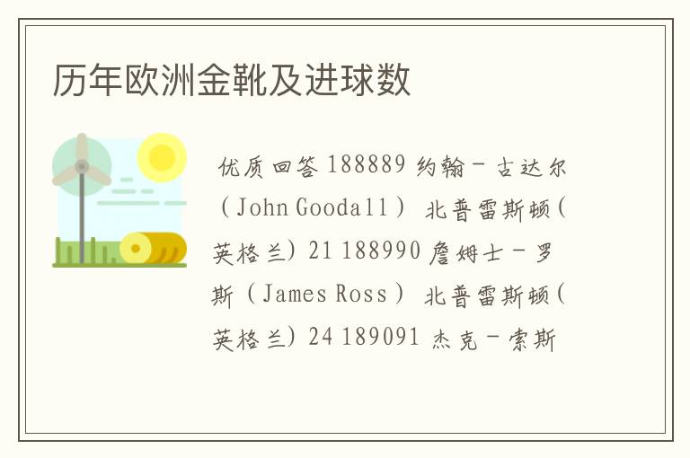 历年欧洲金靴及进球数