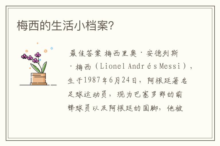 梅西的生活小档案？