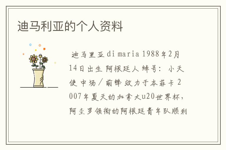 迪马利亚的个人资料