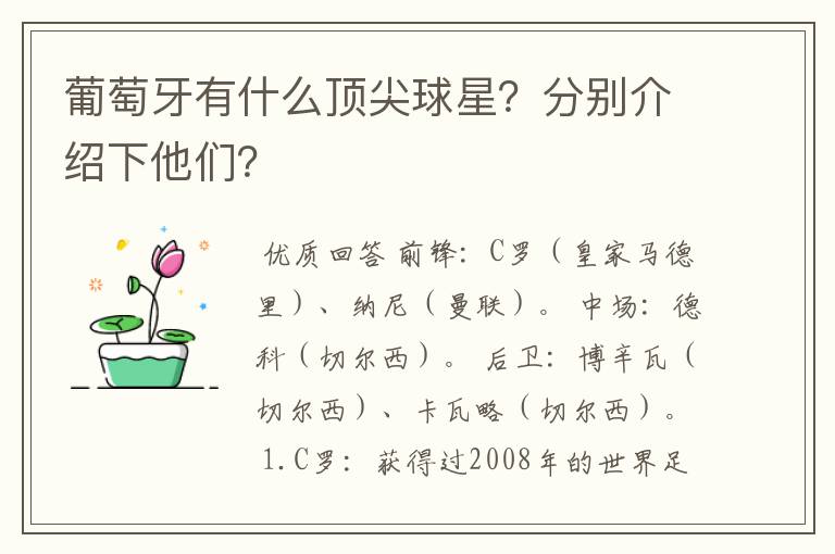 葡萄牙有什么顶尖球星？分别介绍下他们？