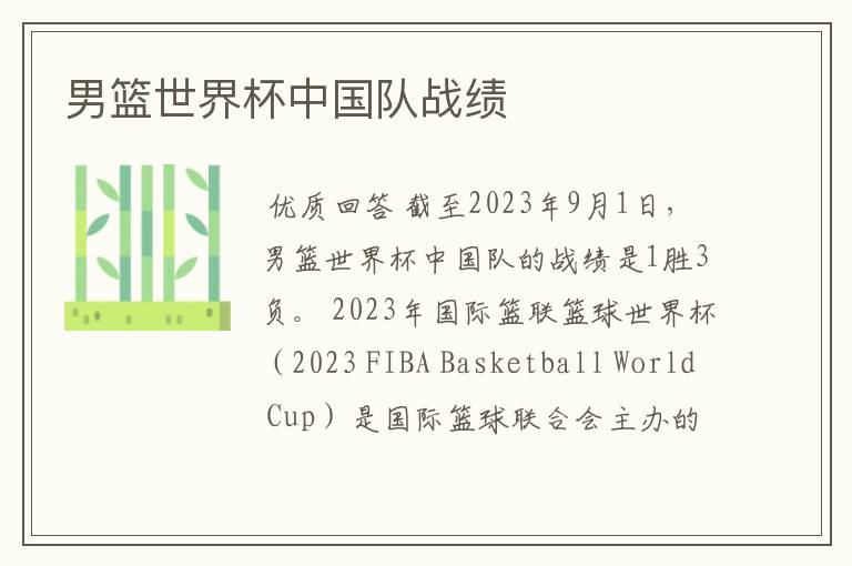 男篮世界杯中国队战绩