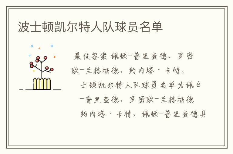波士顿凯尔特人队球员名单