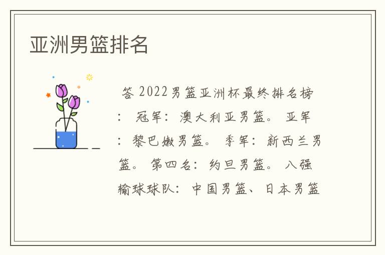 亚洲男篮排名