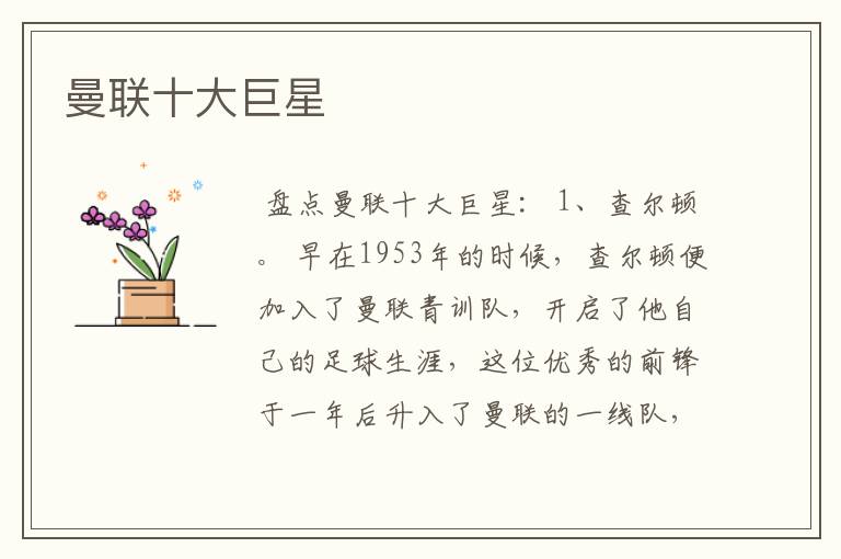 曼联十大巨星