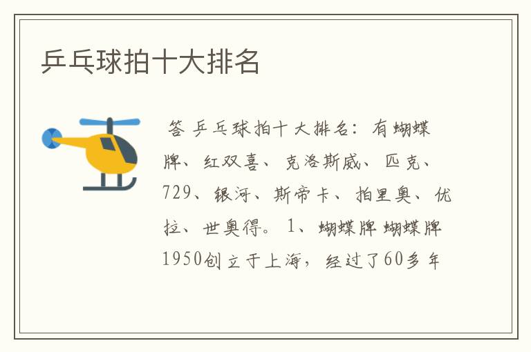 乒乓球拍十大排名