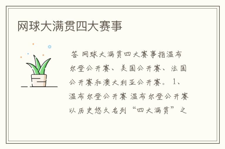 网球大满贯四大赛事