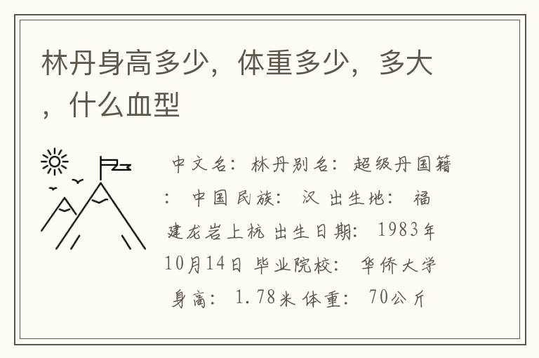 林丹身高多少,体重多少,多大,什么血型