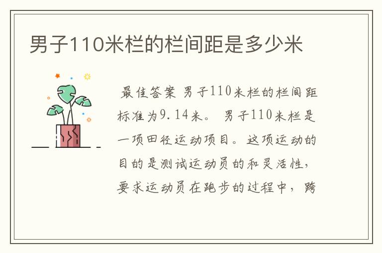 男子110米栏的栏间距是多少米