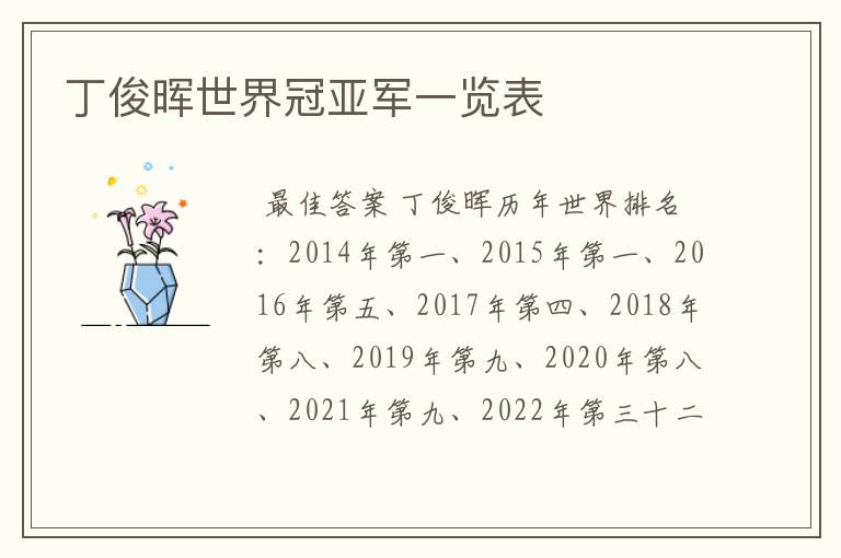 丁俊晖世界冠亚军一览表