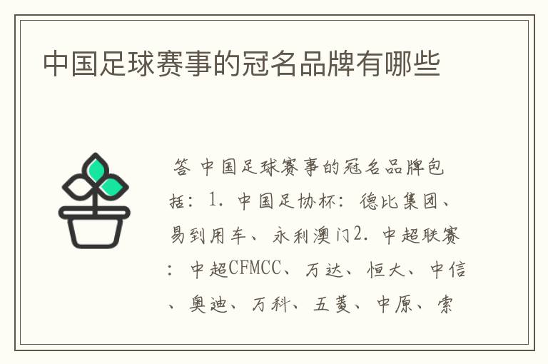 中国足球赛事的冠名品牌有哪些