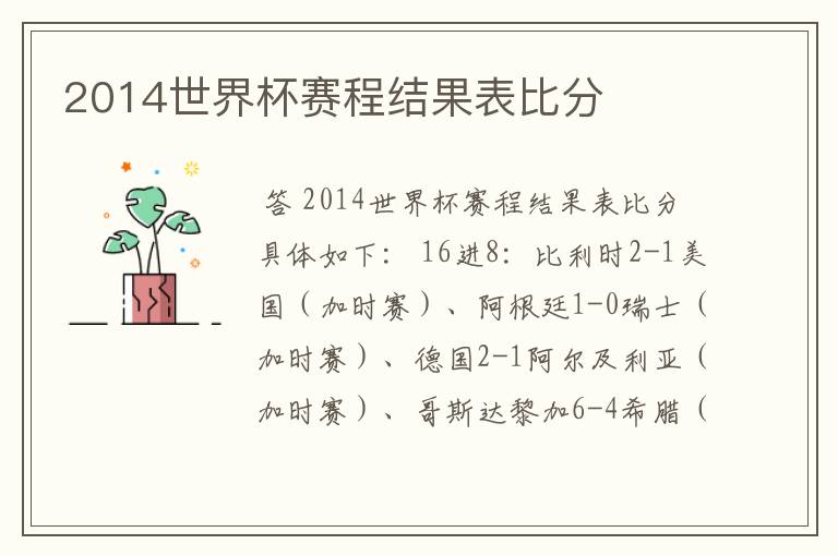 2014世界杯赛程结果表比分