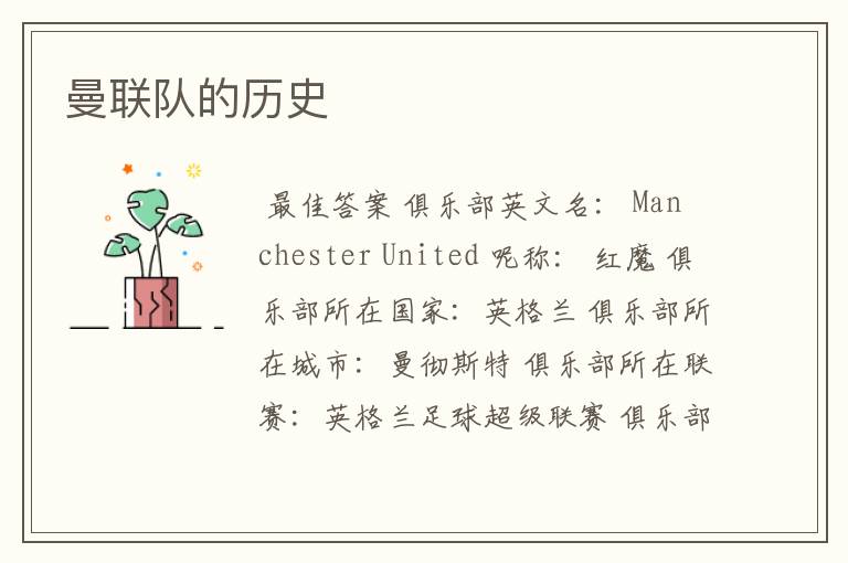 曼联队的历史