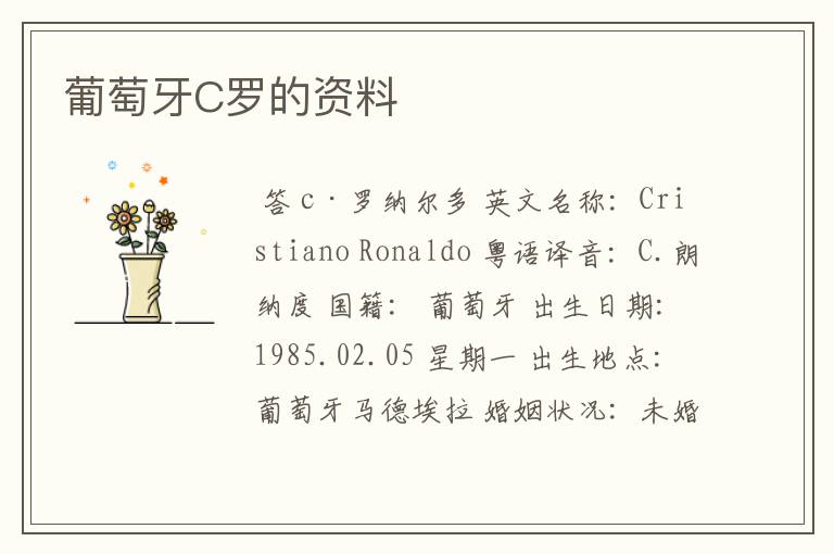 葡萄牙C罗的资料