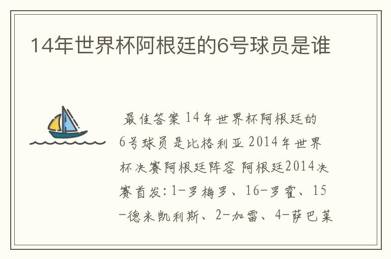 14年世界杯阿根廷的6号球员是谁