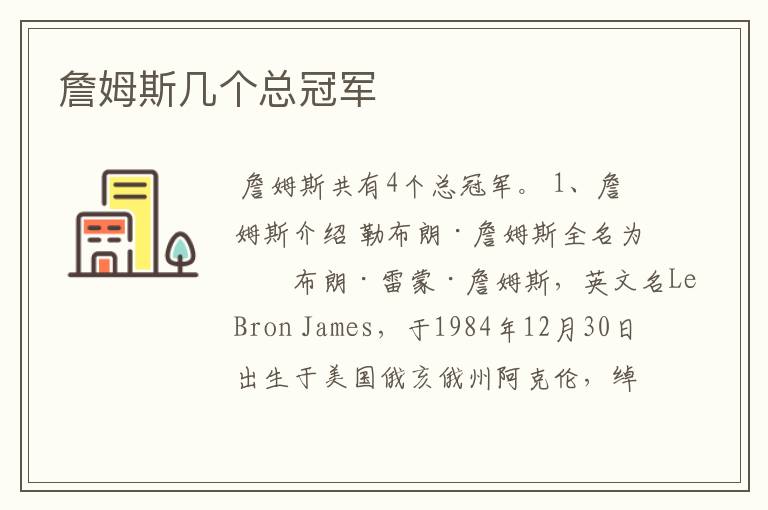 詹姆斯几个总冠军