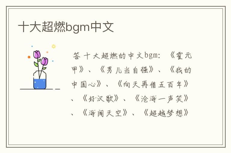十大超燃bgm中文