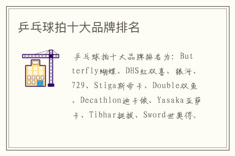 乒乓球拍十大品牌排名