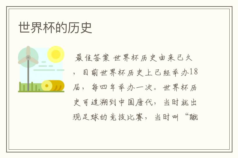 世界杯的历史