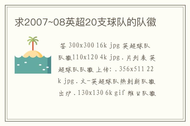 求2007~08英超20支球队的队徽