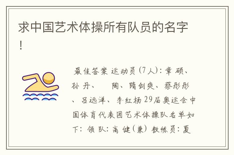 求中国艺术体操所有队员的名字!