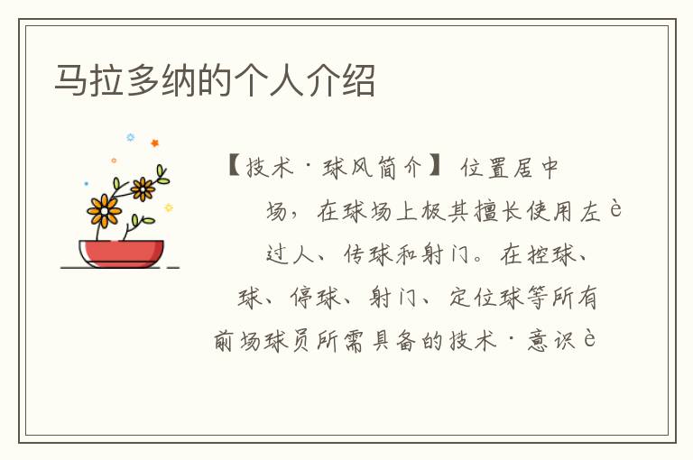 马拉多纳的个人介绍