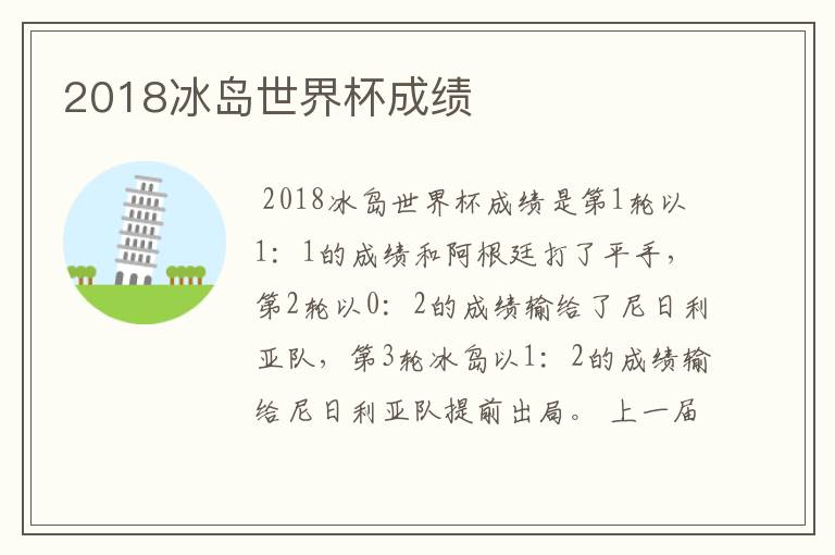 2018冰岛世界杯成绩