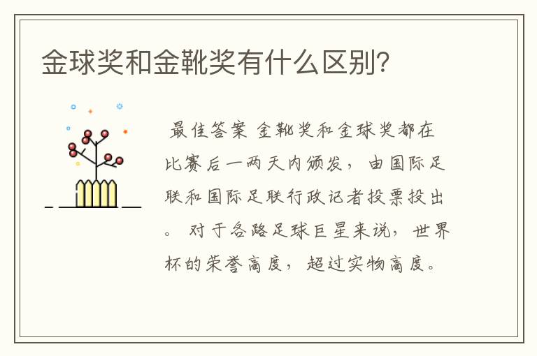 金球奖和金靴奖有什么区别？