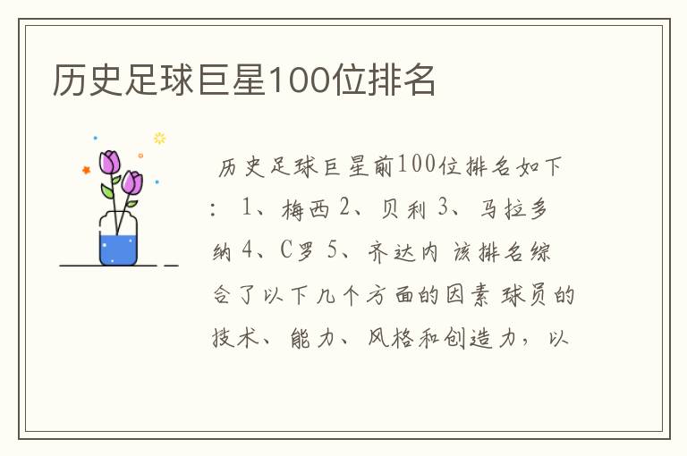 历史足球巨星100位排名