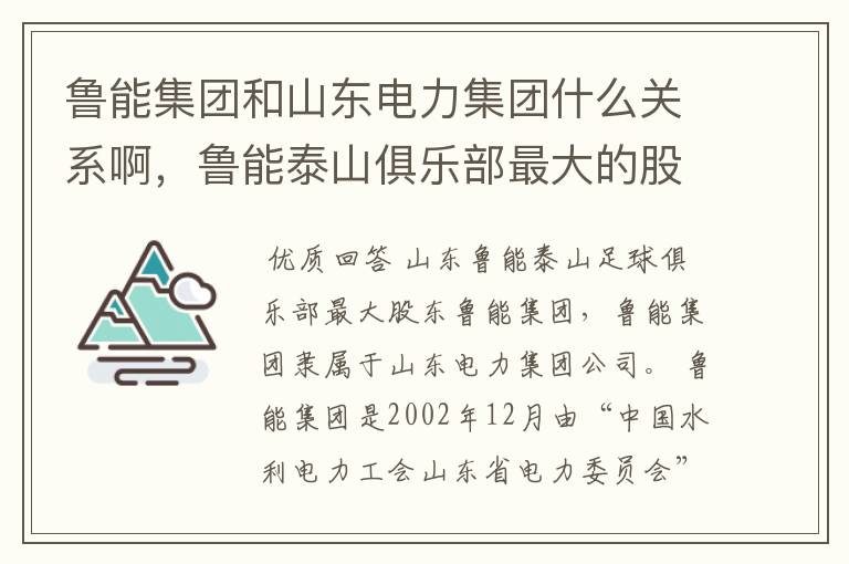 鲁能集团和山东电力集团什么关系啊,鲁能泰山俱乐部最大的股东是那个啊!