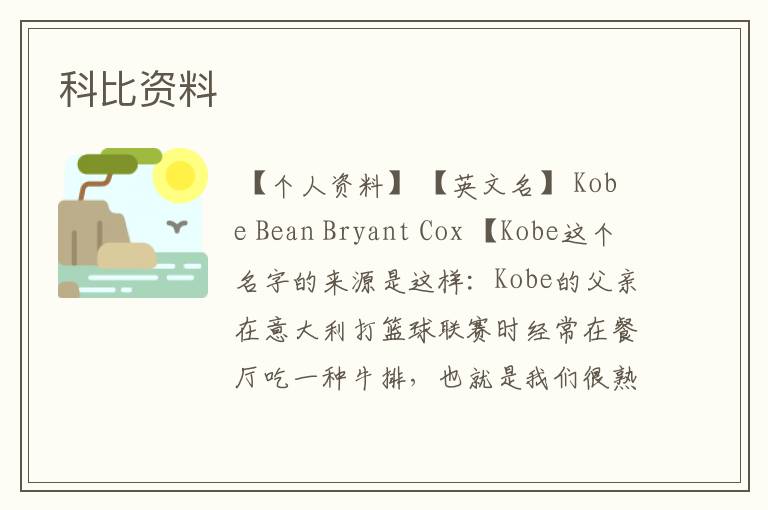 科比资料