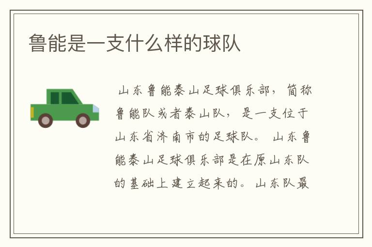 鲁能是一支什么样的球队