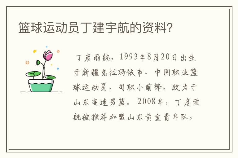 篮球运动员丁建宇航的资料？