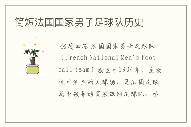 简短法国国家男子足球队历史