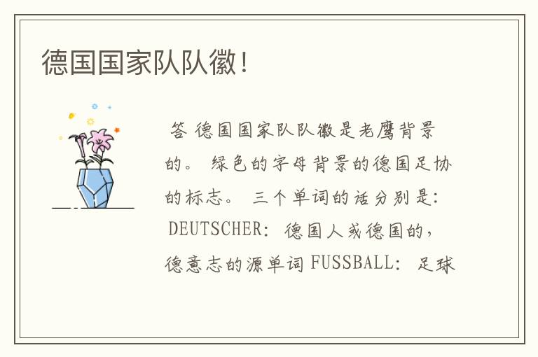 德国国家队队徽！