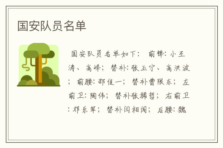 国安队员名单