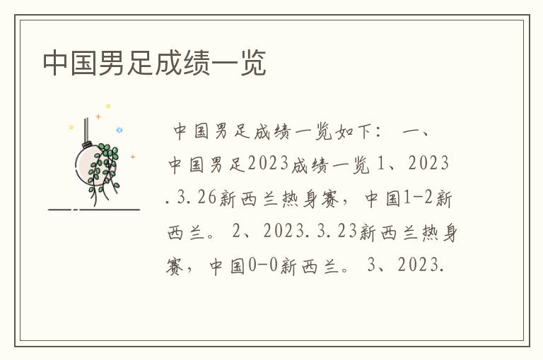 中国男足成绩一览
