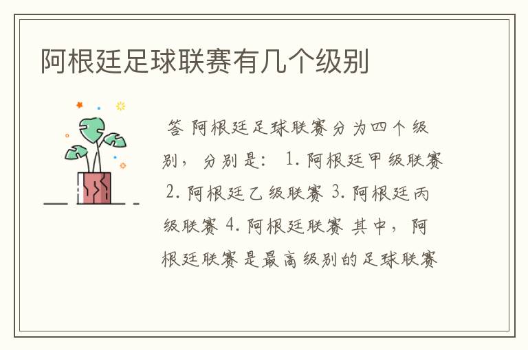 阿根廷足球联赛有几个级别