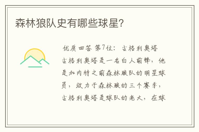 森林狼队史有哪些球星?