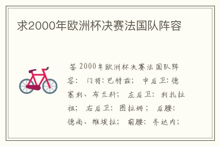 求2000年欧洲杯决赛法国队阵容