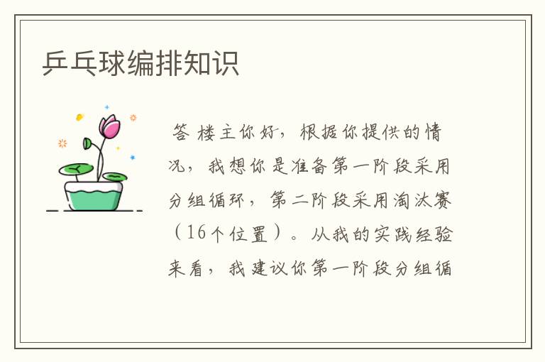 乒乓球编排知识