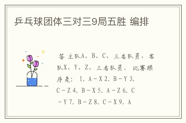 乒乓球团体三对三9局五胜 编排