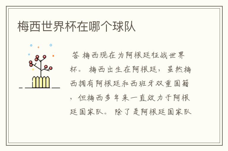 梅西世界杯在哪个球队