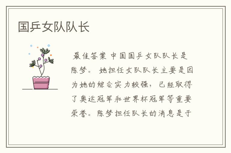 国乒女队队长