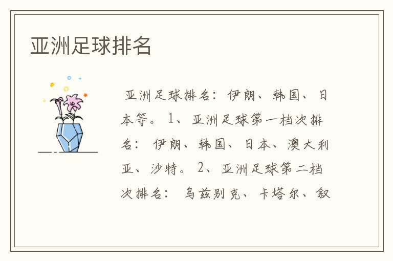 亚洲足球排名