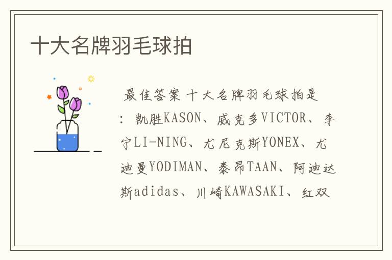十大名牌羽毛球拍