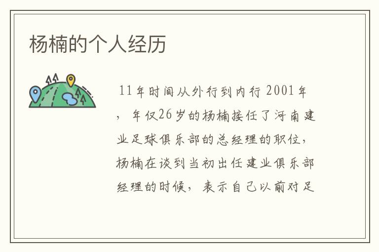杨楠的个人经历