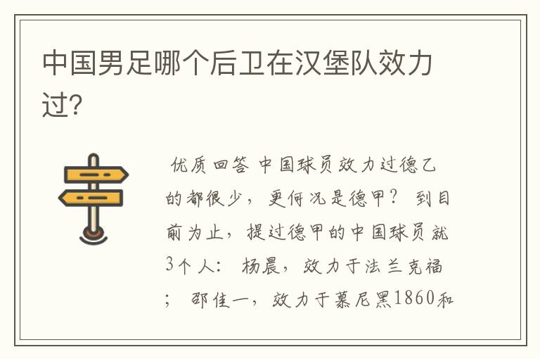 中国男足哪个后卫在汉堡队效力过?