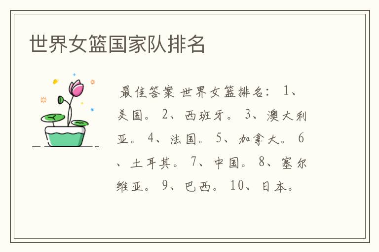 世界女篮国家队排名