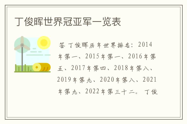 丁俊晖世界冠亚军一览表